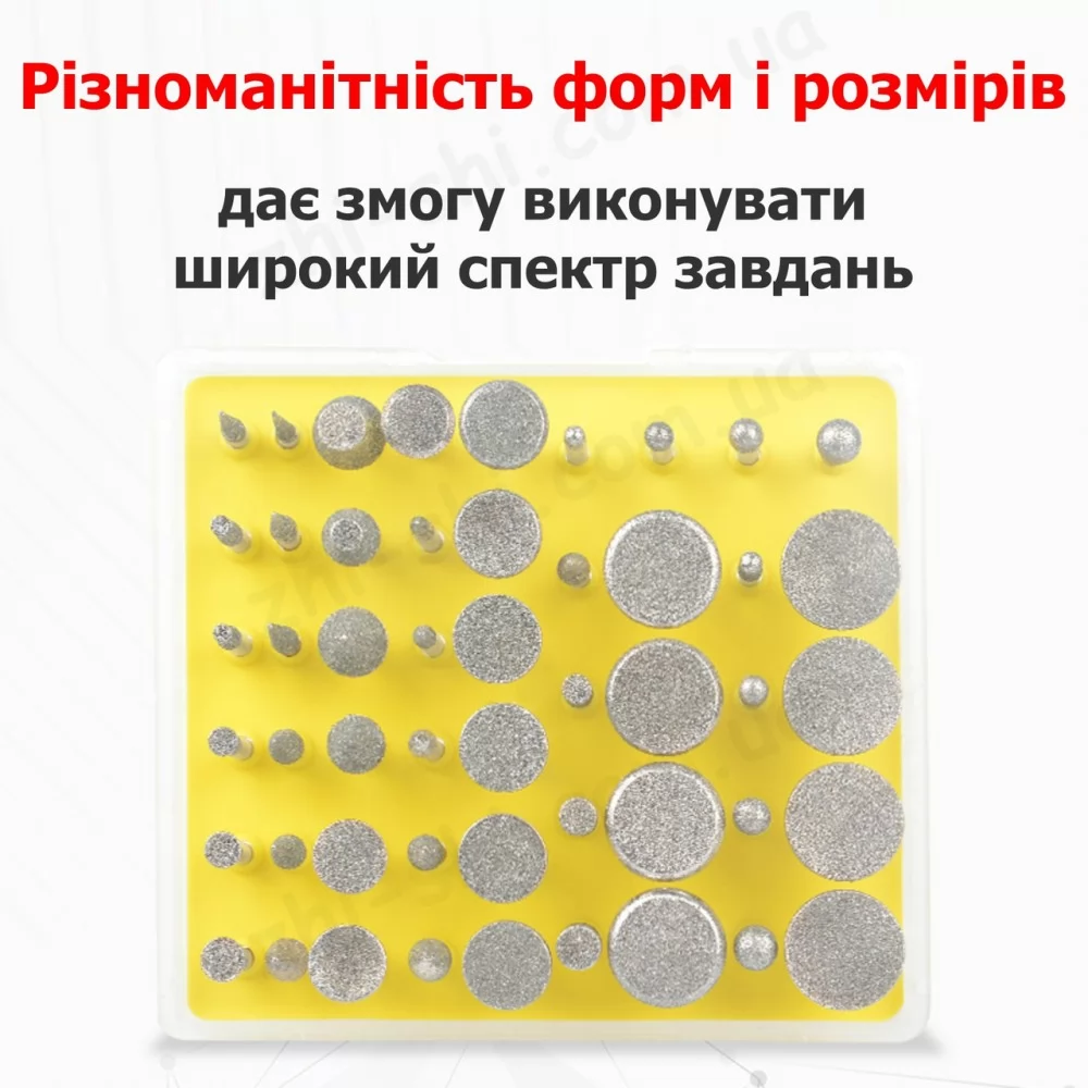 Набор алмазных насадок - 50 шт (фрезы, шарошки) для Dremel / гравера - Ø3.17 mm - 120 Grit